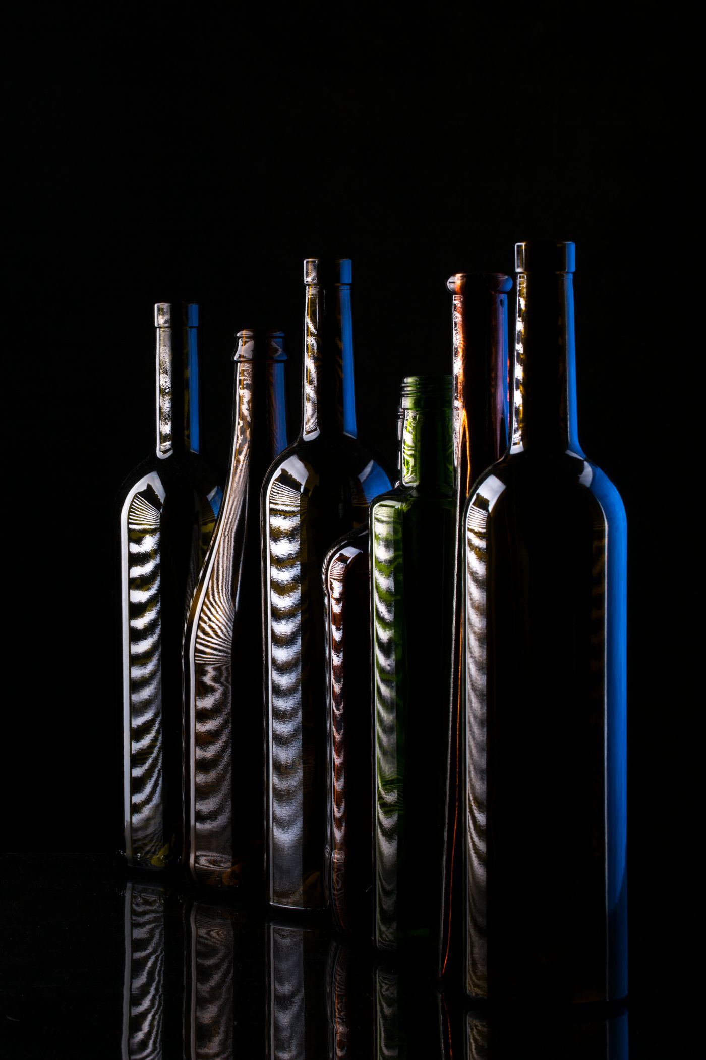 Bottles lit in the dark